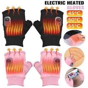 Electric Heated Fingerless Gloves for Men & Women - Touchscreen Gloves for Working in Cold Winter Weather Rechargeable