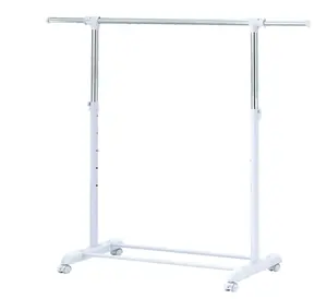 Adjustable Metal Garment Rack Chrome and White Rolling Clothing Rail with Wheels for Easy Mobility and Versatile Use