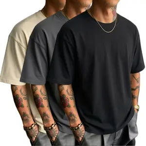 Men's 3-Pack 100% Cotton Plain Vintage Loose Short-Sleeve Round Neck T-Shirts, Menswear Streetwear Tops, Casual Summer Stylish Men’s Shirts,summervibes