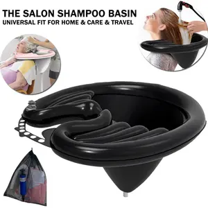Mobile Salon - Portable Inflatable Rinse Basin PVC Foldable Shampoo Basin Bathroom Accessory Home Goods for Washing and Cutting Hair at Home and in Bed
