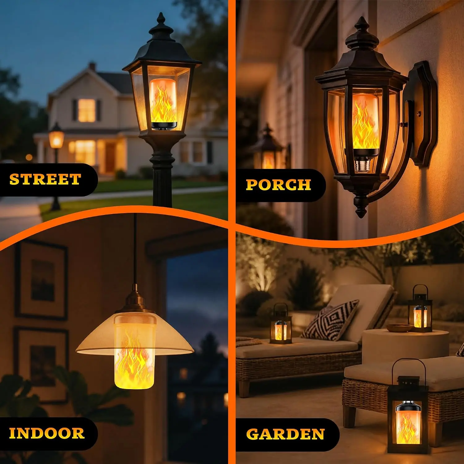 2PCS LED Flame Bulb, Flickering Fire Effect Light Bulb, Halloween Decorations Light, E26 Base Flame Lamp for Haunted House, Party, Indoor Outdoor Spooky Decor