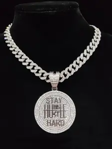 1 Piece Fashion Rhinestone Decorated Round Pendant Initial Necklace for Men & Women, Letter Charm Jewelry for Party, Club, Punk Fashion Accessories for Music Festival, Party Wear, Charms Necklace