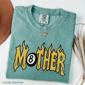Comfort Colors Mother Tee Trendy 8 Ball Mother Lucky Mama Tshirt Vintage Flames Rad Mom Birthday Gift Moto Edgy Grunge Aesthetic Streetwear