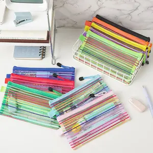 10 pieces per pack/5 pieces per pack Grid Zipper Bags, Durable Zip Closure, Soft Bright Colors, Reusable Storage Pouches for Cosmetics, Makeup Tools, School Supplies, Organizer Storage Supplies