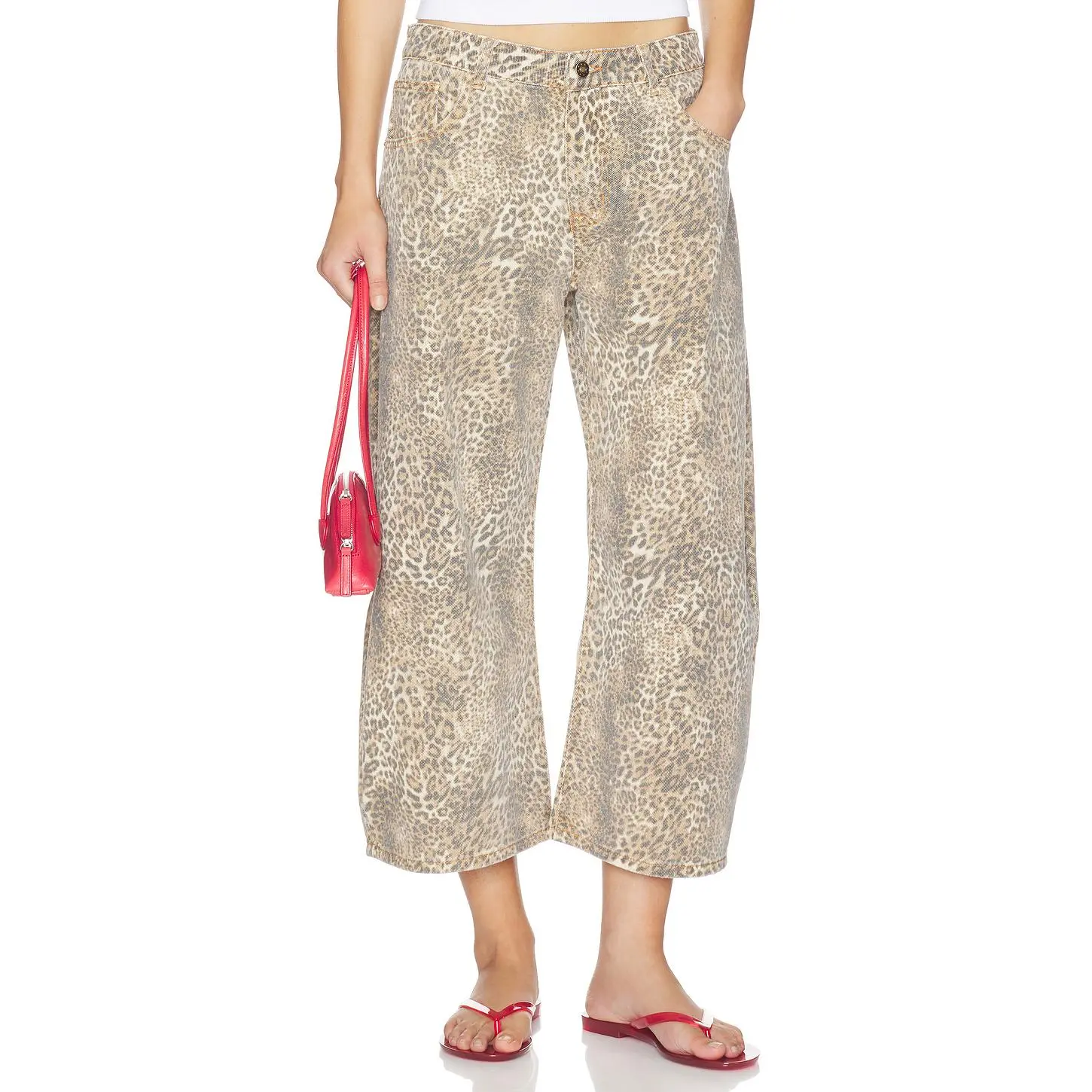 LIONESS Horseshoe Cropped Jeans in Leopard