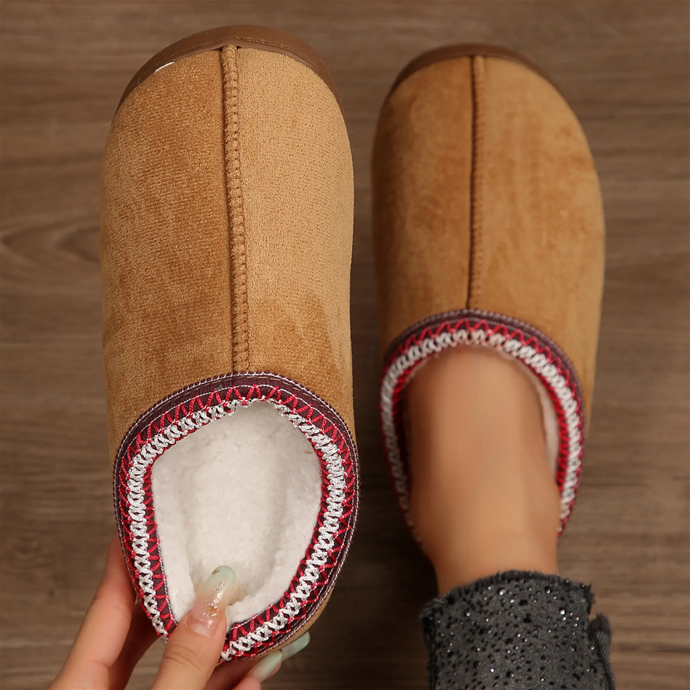 Women's Warm Suede Fleece Slippers Comfortable Mini Snow Boots Durable Indoor Outdoor Shoes