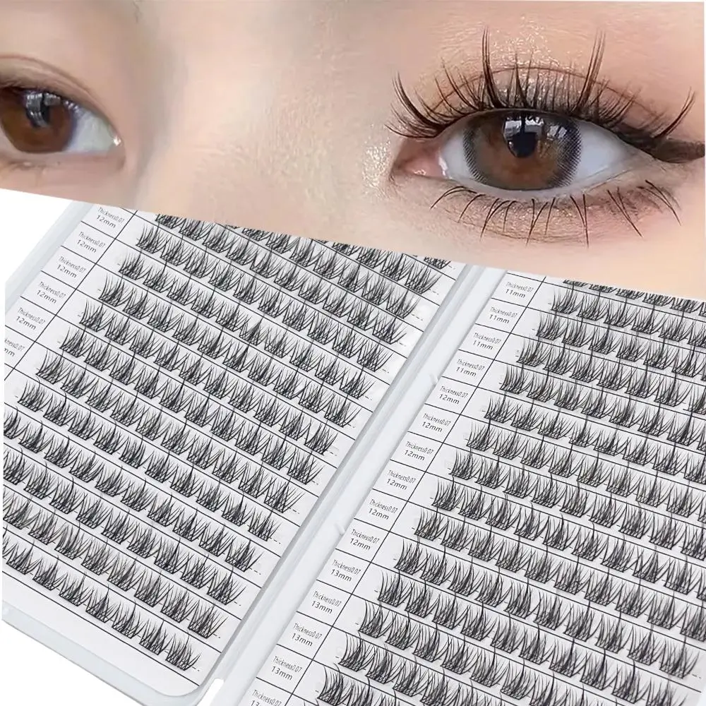 DIY Anime Cluster Eyelash Book with Feather Cross Style, Wispy Eyelash Clusters, Fluffy Cluster Lashes, 320 Reusable Natural Lashes in Mixed Lengths, Perfect for Dramatic Single Lash Looks, Fluffy Eyelashes, False Eyelashes Extensions