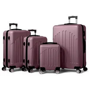 4 Piece Luggage Set, ABS Hard Shell Suitcase Luggage Sets Double Wheels with TSA Lock, Purple Orchid
