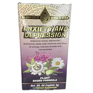 Anxiety and Depression Plant Based Formula 60 Caplets - Improves Mood, Depression, Stress & Anxiety, Natural De Mexico Supplement - Healthcare, Fitness Dietary,Natural Supplent