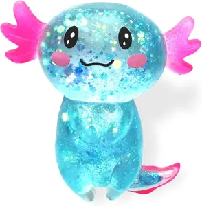 Axolotl Squishy Stress Relief Toy Glitter Fidget ers Toys Cute Malt Sugar Axolotl Toy sensory Fidget Toys for Kids Youth Adult, Party Favors asmr Anxiety Relief Squishy Toys(Blue), summerwins|restock|dealsforyoudays|DFYD