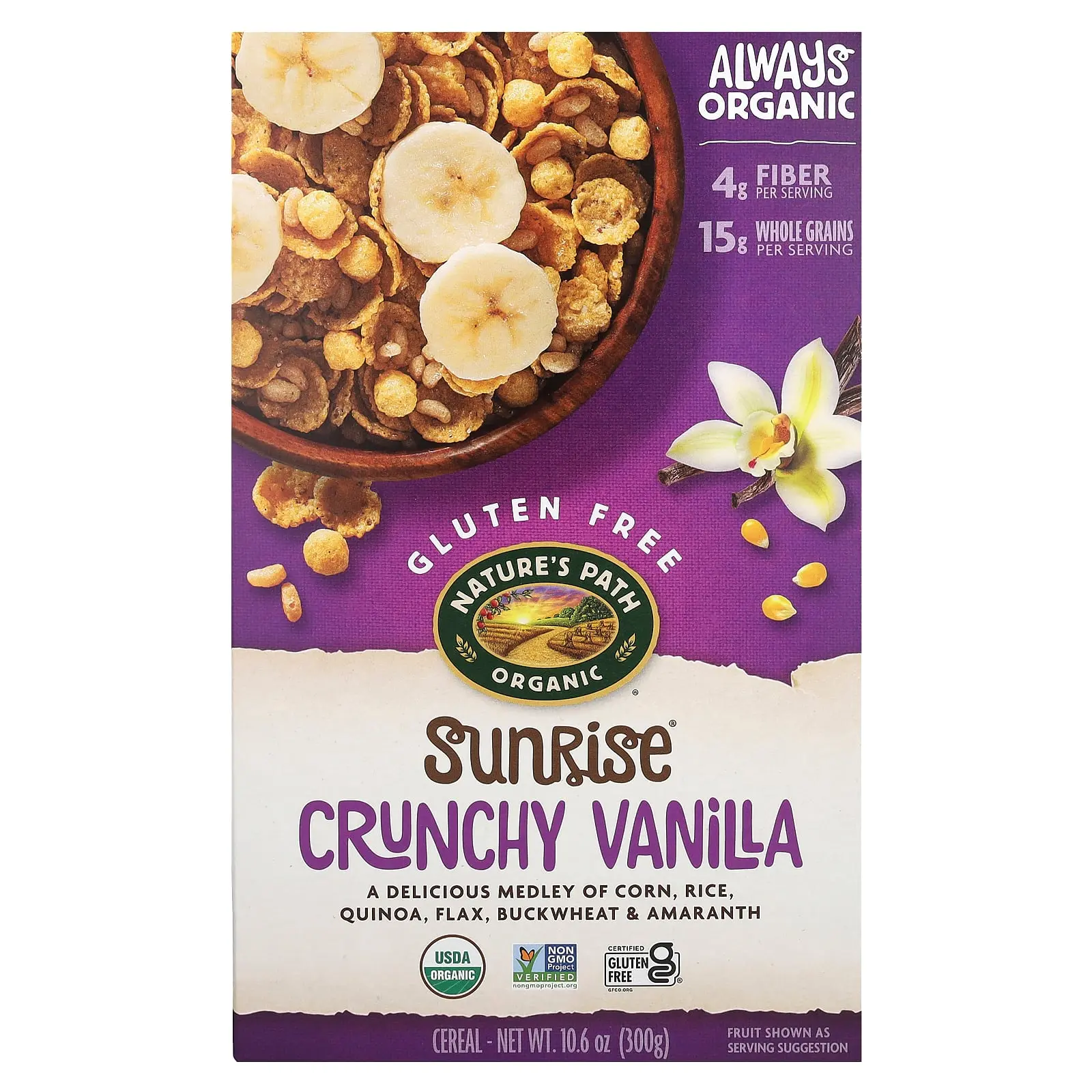 Nature's Path Sunrise, Cereal, Crunchy Vanilla , 10.6 oz (300 g) Nature's Path Sunrise, Cereal, Crunchy Vanilla , 10.6 oz (300 g)