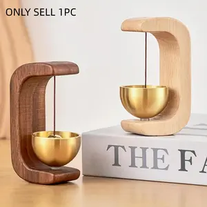 Magnetic Doorbell Chime, Natural Wood & Brass Dopamine Bell, No Power Design, No Power Needed, Classic Elegant Home Bedroom Entrance Decor, Home Decor Element