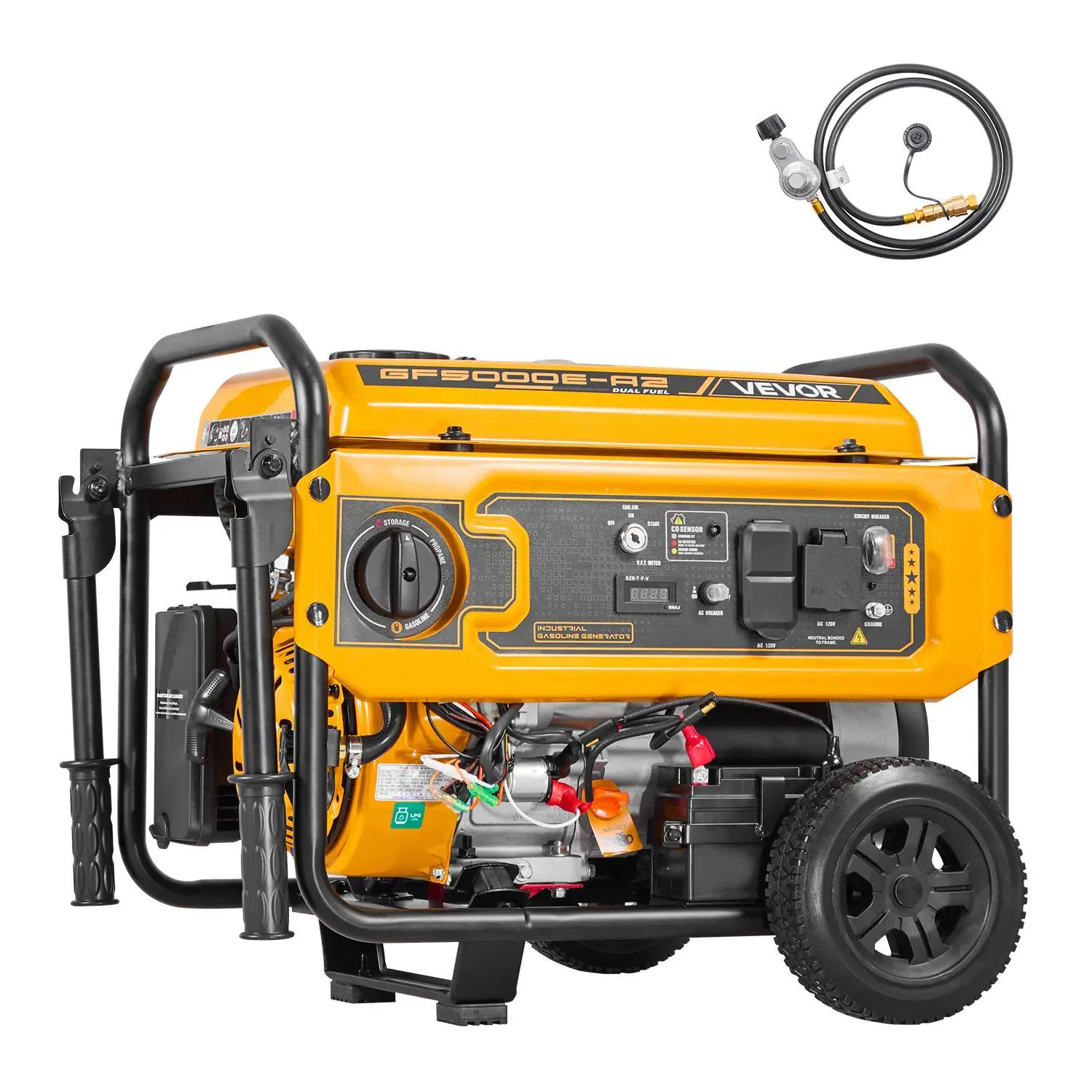 【SummerFinds】VEVOR Portable Generator, Gasoline 4650W Peak Watt & LPG 4130W Peak Watt Dual Fuel Generator, Home Backup Generators with Electric Start, Gasoline & LPG Powered, CO Sensor, 20A & 50A Outlets
