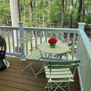 3-Piece Bistro Table and Chairs, Wrought Iron Bistro Set, Anti-Rust, Waterproof Folding Cafe Table and Chairs Set of 2, Foldable Small Bistro Set for Indoor/Outdoor/Porch /Lawn/ Balcony/ Small Space