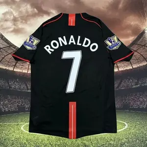 2007 2008 Away Retro Black No.7 Ronaldo Short Sleeved Soccer Jersey