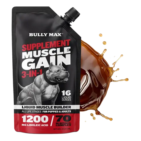 Bully Max 3-in-1 Liquid Canine Nutritional Supplement - Fast-Acting Dog Muscle Growth & Energy Boost, Vet-Approved for Puppies & Adult Small/Large Breeds, Mix with Food