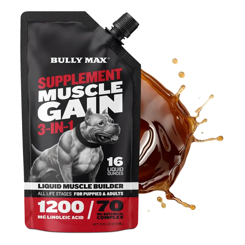 Bully Max 3-in-1 Liquid Canine Nutritional Supplement - Fast-Acting Dog Muscle Growth & Energy Boost, Vet-Approved for Puppies & Adult Small/Large Breeds, Mix with Food