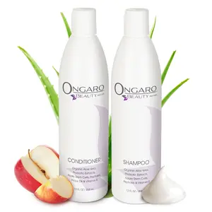 Ongaro Beauty Organic Aloe Vera Shampoo & Conditioner Set - Daily Moisturizing Haircare with Probiotic Extracts & Vitamin E - Paraben & Sulfate Free - USA Made