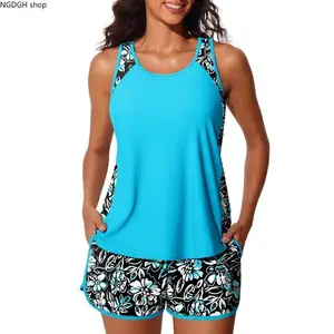 Women’s Floral Print Tankini Swimsuit Set with Shorts, Modest 2-Piece, Perfect for Beach Days, Pool Trips & Embracing Comfortable, Stylish Summer Vibes