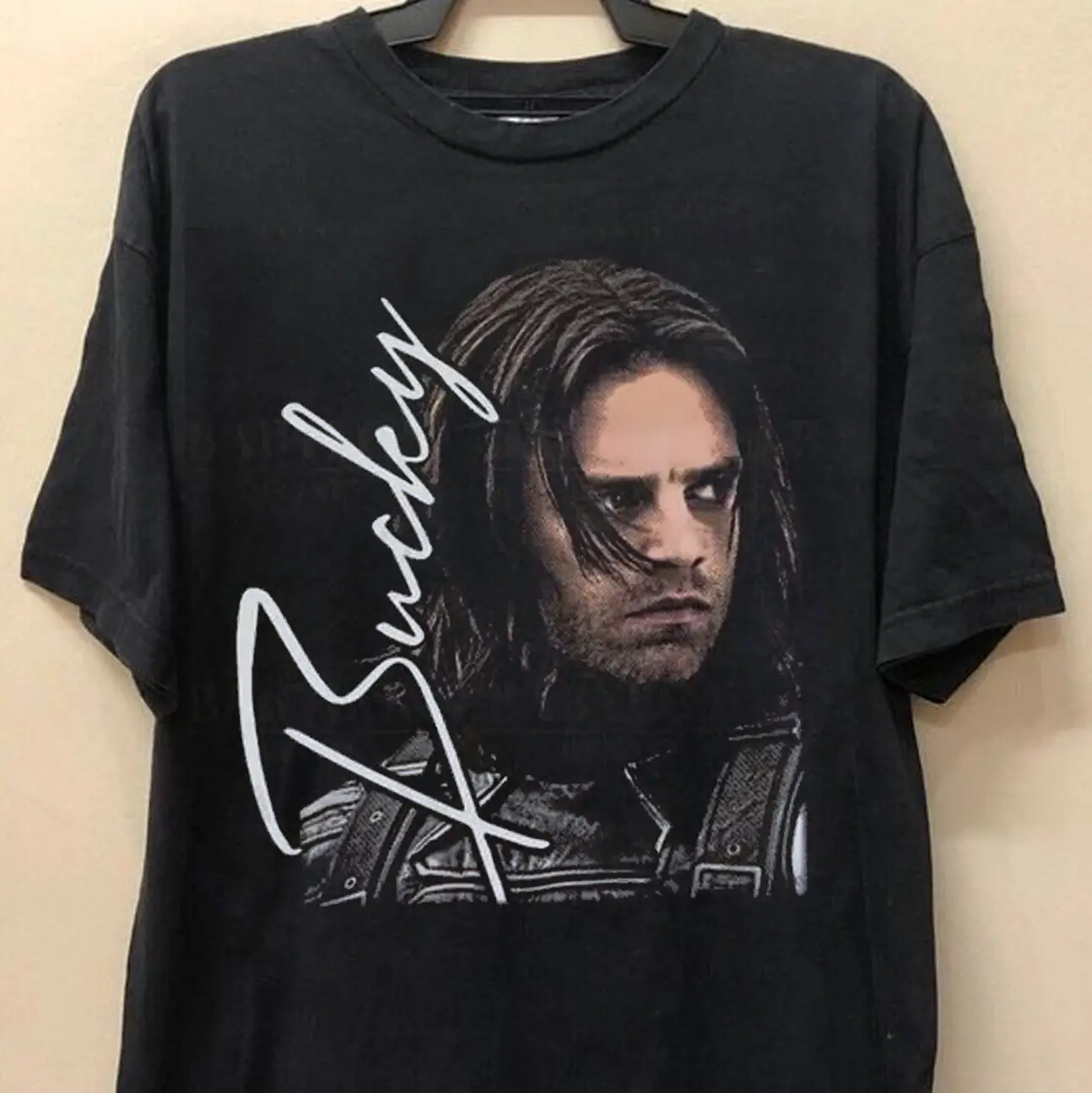 Men's Bucky Barnes Graphic Print Tshirt, Vintage Oversized Cotton Shortsleeve Top with Round Neck for Casual Streetwear, Menswear, 3Xl, All Seasons, Basic