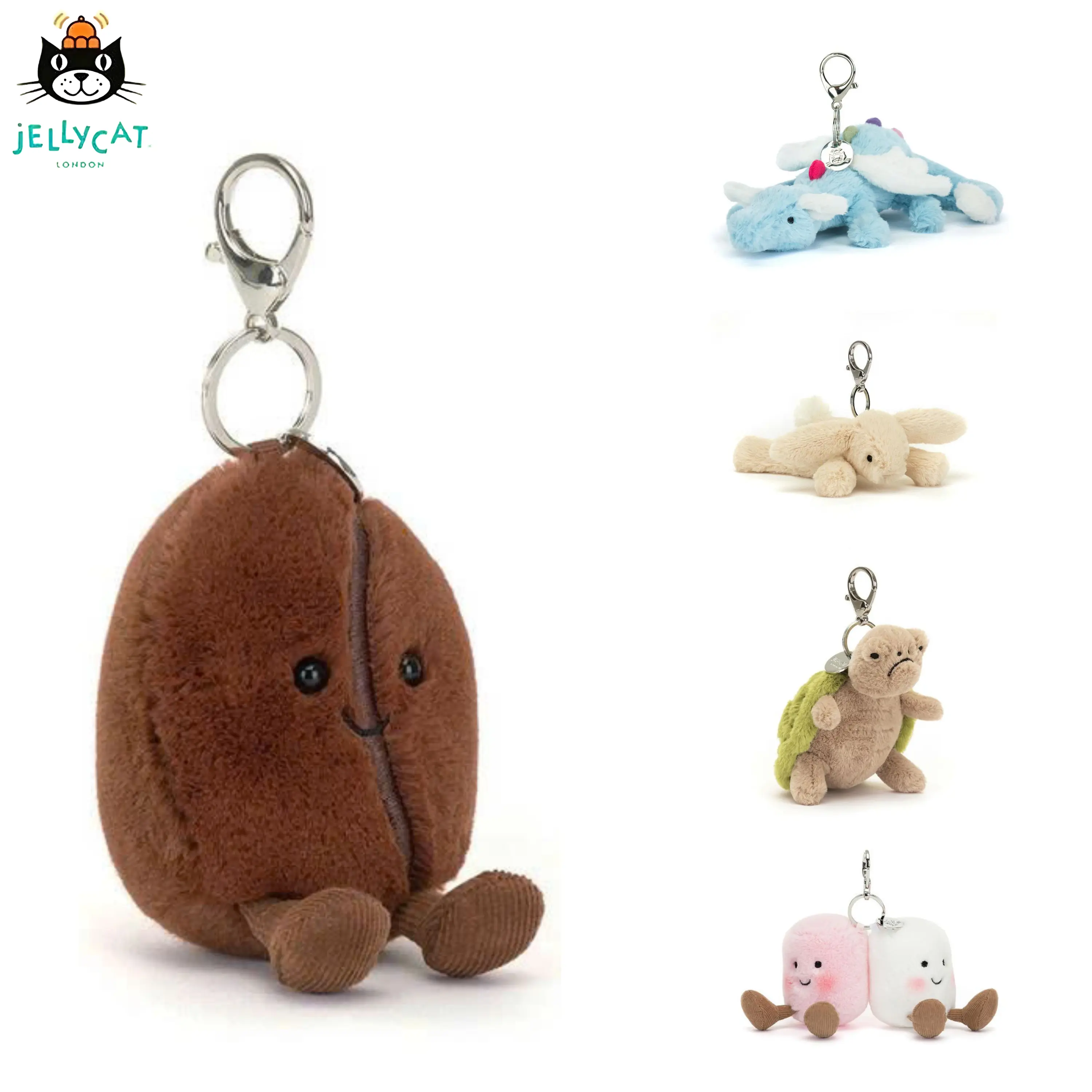 Trending 2026 Jellycat Coffee Bean Plush Bag Charm - Ultra Soft Cuddly Stuffed Animal, Adorable Serpent Teddy for Kids & Babies, Unique Birthday & Christmas Gift, Cozy Nursery Decor & Collectible Plush
