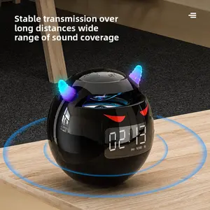 Little Devil Bluetooth Speaker Clock Alarm Clock AI Smart Speaker Desktop Gift Card-Insertable HIFI Subwoofer