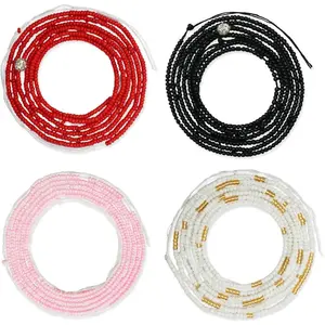 4PCS 50" Handmade African Waist Beads for Women Non-Stretching(Tie-on)