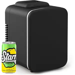 4L/6 Can Mini, Portable Cooler & Warmer Freon-Free Small Refrigerator, Compact Fridge for Skincare, Beverage, Food, Cosmetics, Black