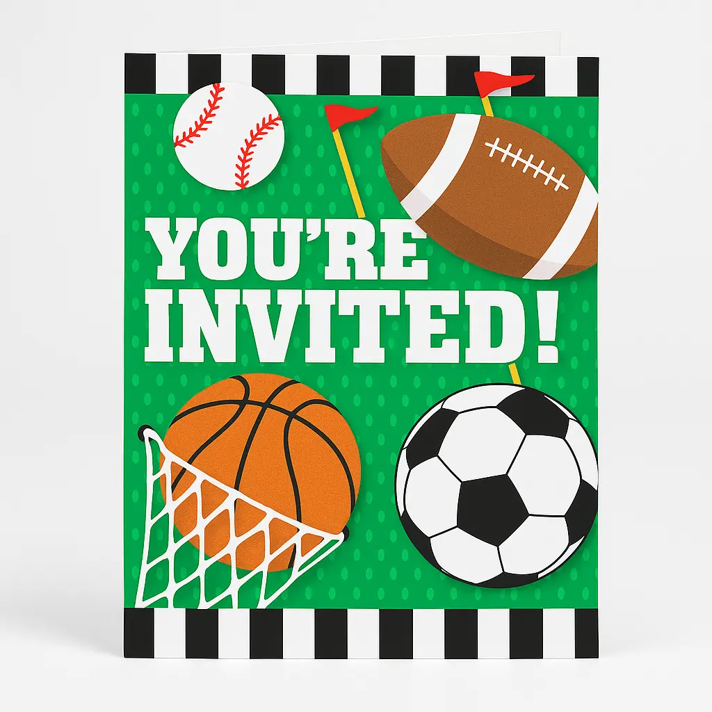 All Star Sports Birthday Party Invitations