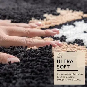 DEXDE Black Bathroom Rugs Mat 20x32, Aztec Boho Bath Rugs Long Western Plush Non Slip Machine Washable Bath Mats Large Luxury Soft Absorbent Modern Carpet for Floor, Tub, Shower, Kitchen, Entryway