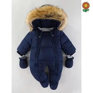 DZP-Infant Girls Winter Snowsuit, Cute Solid Color Polyester 100% Zippered Romper with Fleece Lining, Fall/Winter Warm Outfit with Double Zipper Design, for Outdoor