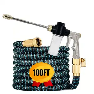 High-Pressure Car Wash Hose Flexible Garden Hose - With Adjustable Aluminum Alloy Water Gun, Foam Nozzle and Garden Sprayer - American Standard Connector Multi-Function Hose Set - For Car Washing and Garden Watering