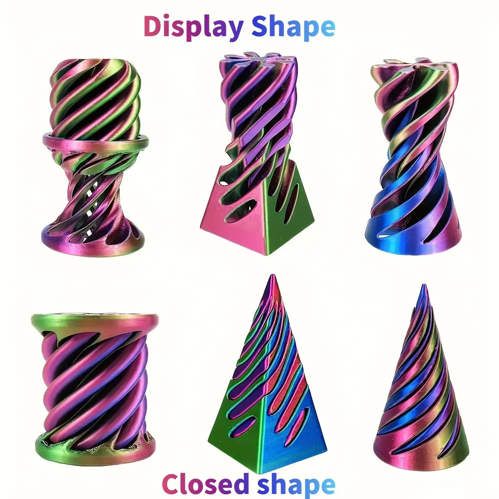 Multi-Design Impossible Spiral Pyramid Fidget Spinner, Flexible Stress Relief Sensory Toy, Sensory Stress Reliever, Rotating Desk Decor, Stress Relief Decoration, Stress Relief Fidgets, Fidgeting, Ideal Gift for Kids and Teens