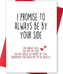 Easter Gift Funny Card with Envelope: Naughty Anniversary & Birthday Card for Boyfriend, Husband, Wife, Fiancee – 'I Promise to Always Be by Your Side