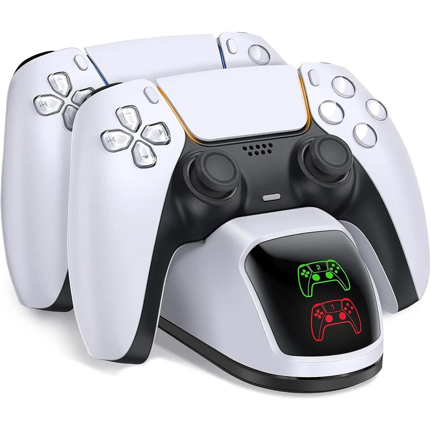 PS5 Controller  Station,  5 Dualsense Charger Dock with Dual Stand, Upgrade PS5 Charger Accessory with Fast Charge ,  5 Station, White