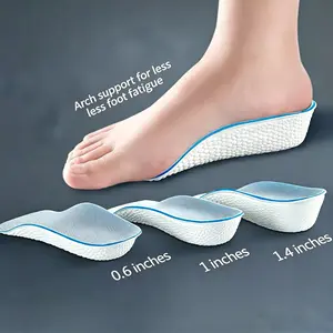 Unisex Shock-Absorbing Arch Support Half Insoles - 0.6/1/1.4in Height Gain, 1 Size Fits Casual Shoes, Athletic Shoes, Boots