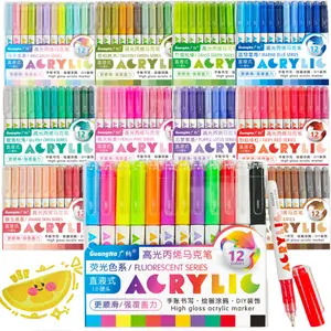 GuangNa High Gloss Acrylic Markers, Art Markers Pen, 1mm Bullet Nib Acrylic Paint Pens,Bright Colors,Big Capacity ink,Wide Range of Uses,For Rock Painting, Canvas, Wood, Glass, Ceramic, Fabric, Plastic, Egg,Gift For Back To School