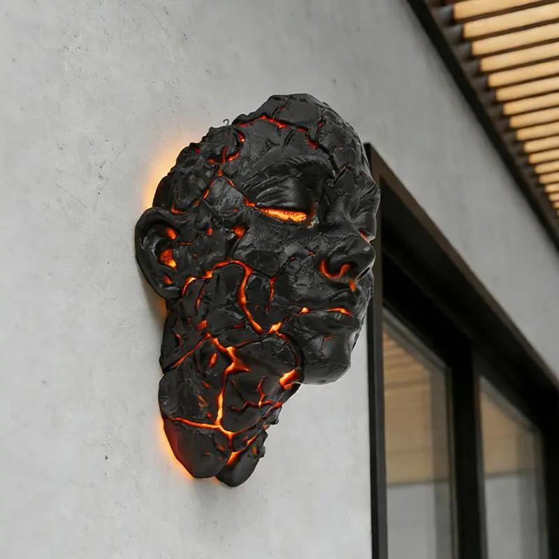 Cracked Face Wall Light, Decorative Sculpture Wall Light with Ambient Glow for Bedroom & Living Room & Bar Decor Indoor Lighting, Interior Led Lights, Led Light Up