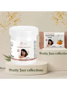 Byen Blan 2-Piece Turmeric Skin Care Kit - 4oz Face Cream, 7oz Soap - Brightening Gift Set for Hyperpigmentation, Care Routine Essential, Glowing Skin Solution, Care Routine Set