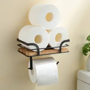 Wall Mounted Toilet Paper Holder, Bathroom Organizer with Extra Roll Storage Rack, Suitable for Bathrooms & Toilets, Space-Saving Design