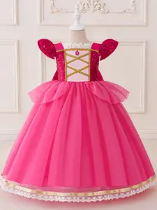 Purple Bow Cartoon Cosplay Dress Up Costume for Parties Fancy Carnival Party Holiday Kids Clothes Princess Puffy Tulle Sequined Girls Ball Gown Children Cocktail Dress for all Season 4 to 9 Years