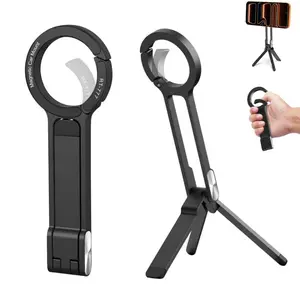 Magnetic Phone Tripod Stand for iPhone, Mini Foldable Tripod Pocket-Sized Cell Phone Stand with Magnetic Quick Mount, Compatible with iPhone 16 15 14 13 12 Magsafe, Phone Holder for Film Gym Travel Airplane Use