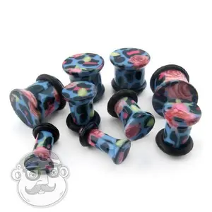 Leopard Floral Plugs - Single Flared