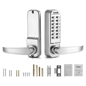 VEVOR Mechanical Keyless Entry Door Lock,  14 Key Mechanical Door Lock, Mechanical Keypad Door Lock with Handle, Stainless Steel Waterproof Keyless Gate Lock, for Home Office Outdoor Fence Garage Yard