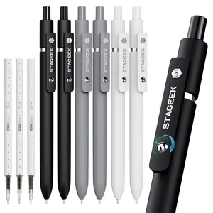 STAGEEK Gel Pens 12PCS Black Gel Pens with 3 Extra Refills, Quick Dry Black Ink Pens Fine Point Smooth Writing Pens for Bible Study,0.7mm/0.5mm Quick Dry Black Ink Pens, Office, Note Taking, School Supplies, Nurse Aesthetic(Black Gray White & Morandi)