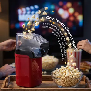 Popcorn maker — oil-free, efficient popcorn cooker — ideal for kitchen use, 1200 W, heats in 2 minutes — perfect for family gatherings, birthday parties,