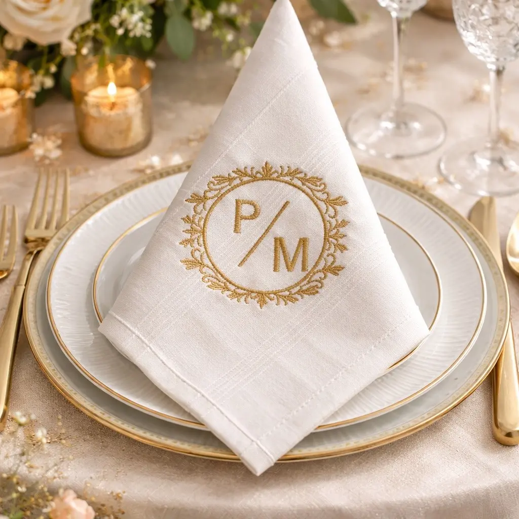 Personalized Monogram Embroidered Cotton Napkin