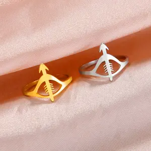 Skyrim Bow and Arrow Ring Women Stainless Steel Gold Color Finger Rings Fashion Archery Jewelry Birthday Gift New In
