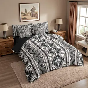 Feelyou 7-Piece Queen Comforter Set - Vintage Southwestern Rustic Western Aztec Sheets Included, Boho Geometric Farmhouse Quilt Bedding, Exotic Tribal Bed-in-a-Bag for Adults