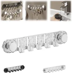 Rotating Shower Suction Cup Hook, Space Saving Non Punch Wall Towel Hanger, Suction Cup Corrugated Hook, for Home/Office Organizer (Transparent)